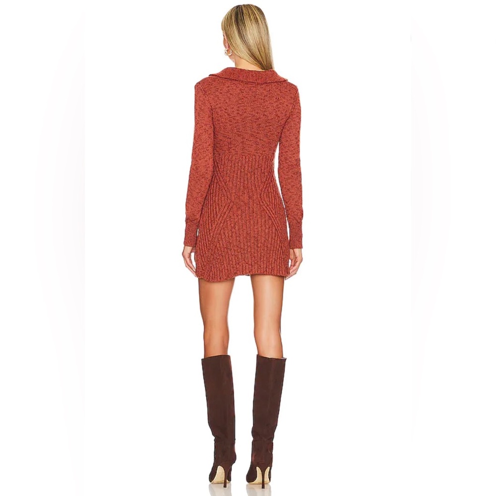 FREE PEOPLE Red Jasper Cable MONT BLANC CableKnit Zip Front Mini Dress NWT - Picture 3 of 3